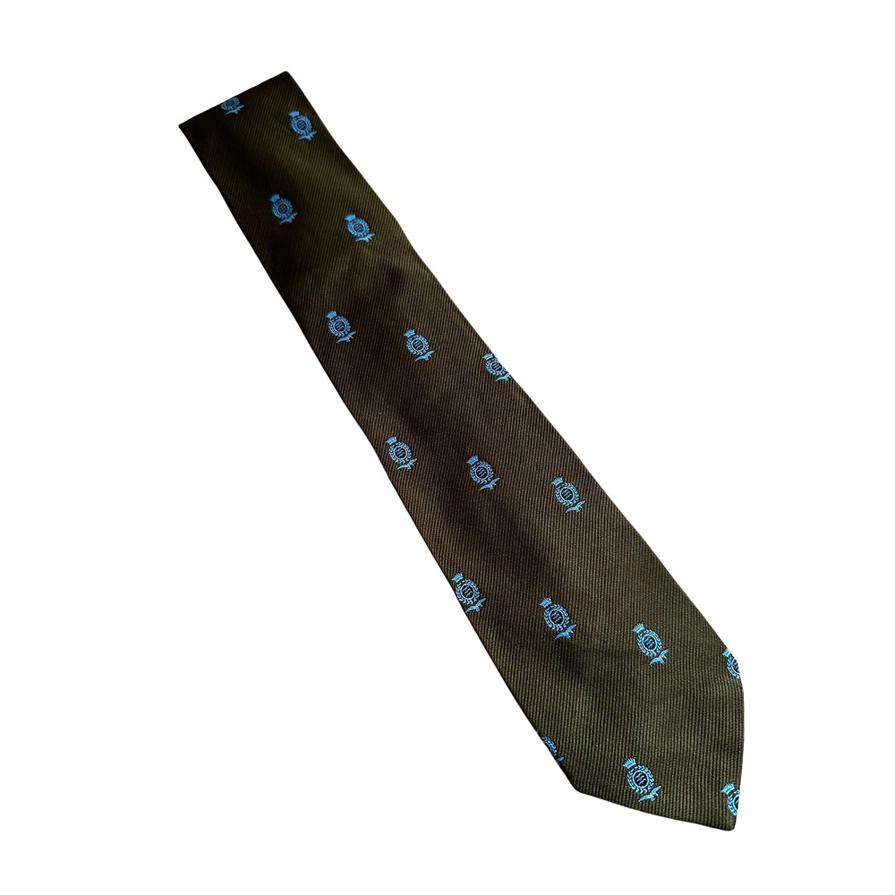 Vintage Olive Green Shield Necktie Polyester